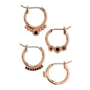 Luv AJ Full Bloom Hoop Earring Set - Rose Gold